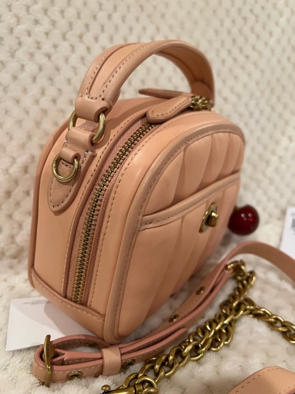 Coach Quilted  leather Vintage Lunchbox Reedition  Top handle crossbody in Blush - Picture 6 of 10